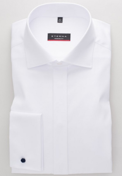 Chemise Eterna MODERN FIT TWILL blanc avec col Classic Kent en coupe moderne