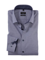 Chemise Olymp SUPER SLIM UNI POPELINE bleu foncé avec col Kent moderne en coupe super étroite