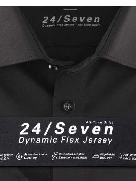 OLYMP Slim Fit Chemise Noir New York Kent Jersey - Vue 1