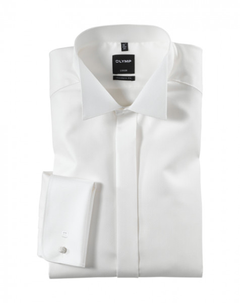 Chemise OLYMP Luxor soirée modern fit FAUX UNI beige avec col Cassè en coupe moderne