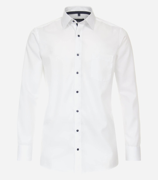 Chemise CasaModa COMFORT FIT STRUCTURE blanc avec col Kent en coupe classique