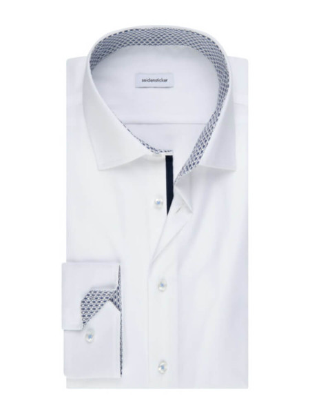 SEIDENSTICKER Tailored Fit Chemise Blanc Business Kent Popeline - Vue 1