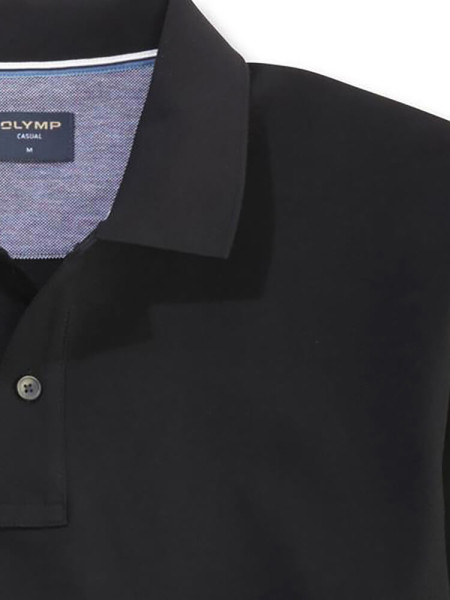 OLYMP Polo Noir Piqué