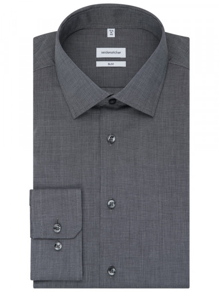 SEIDENSTICKER Slim Fit Chemise Anthracite Business Kent Fil à Fil - Vue 4