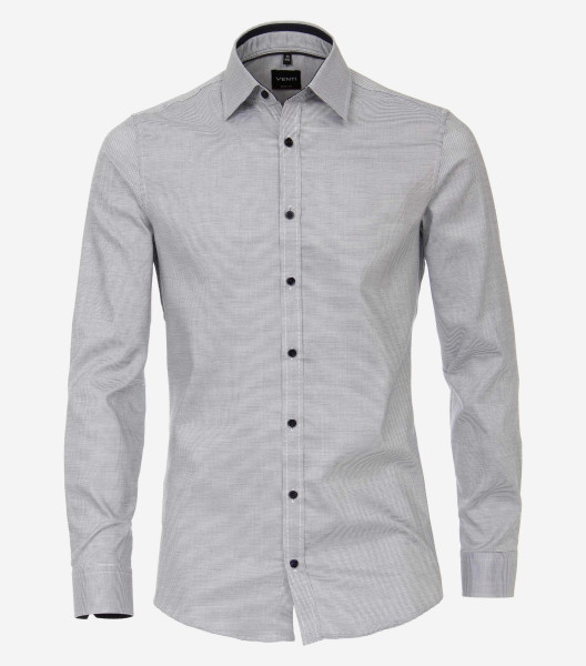 Chemise Venti BODY FIT STRUCTURE bleu foncé avec col Kent en coupe étroite