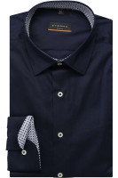 Chemise Eterna SLIM FIT UNI STRETCH bleu foncé avec col Kent moderne en coupe étroite
