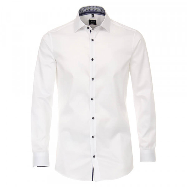 Chemise Venti BODY FIT TWILL blanc avec col Kent en coupe étroite