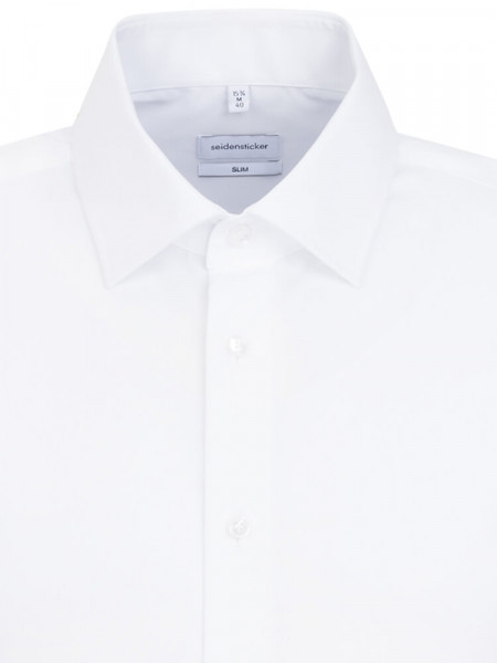SEIDENSTICKER Slim Fit Chemise Blanc Business Kent Popeline - Vue 2