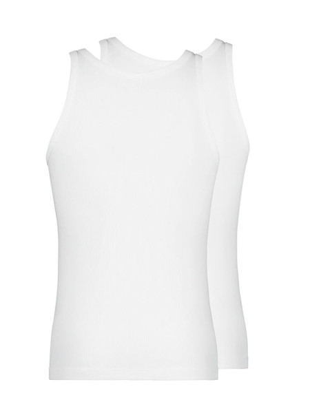 HUBER Regular Fit Blanc Doppelrippenstich