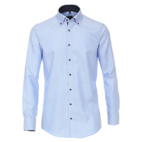 Chemise Venti MODERN FIT STRUCTURE bleu clair avec col Button Down en coupe moderne