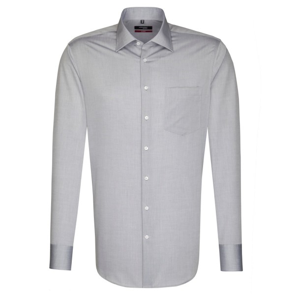 Chemise Seidensticker REGULAR CHAMBRAY gris avec col Business Kent en coupe moderne