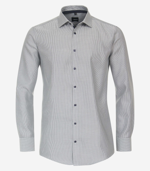 Chemise Venti MODERN FIT STRUCTURE gris avec col Kent en coupe moderne