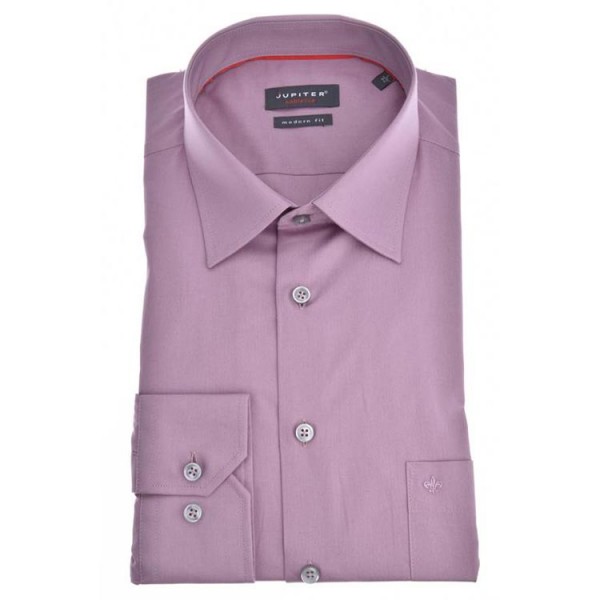 Chemise Jupiter MODERN FIT CHAMBRAY rouge avec col Kent en coupe moderne