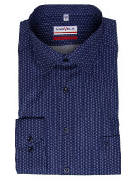 Chemise Marvelis MODERN FIT UNI POPELINE bleu foncé avec col Nouveau Kent en coupe moderne