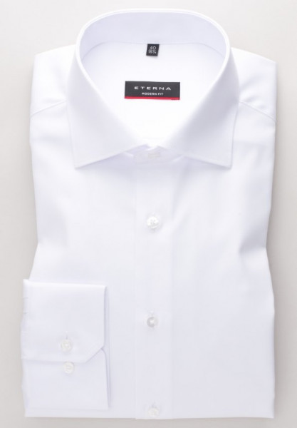 Chemise Eterna MODERN FIT TWILL blanc avec col Classic Kent en coupe classique