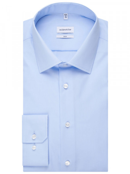 SEIDENSTICKER Slim Fit Chemise Bleu clair Business Kent Popeline - Vue 4